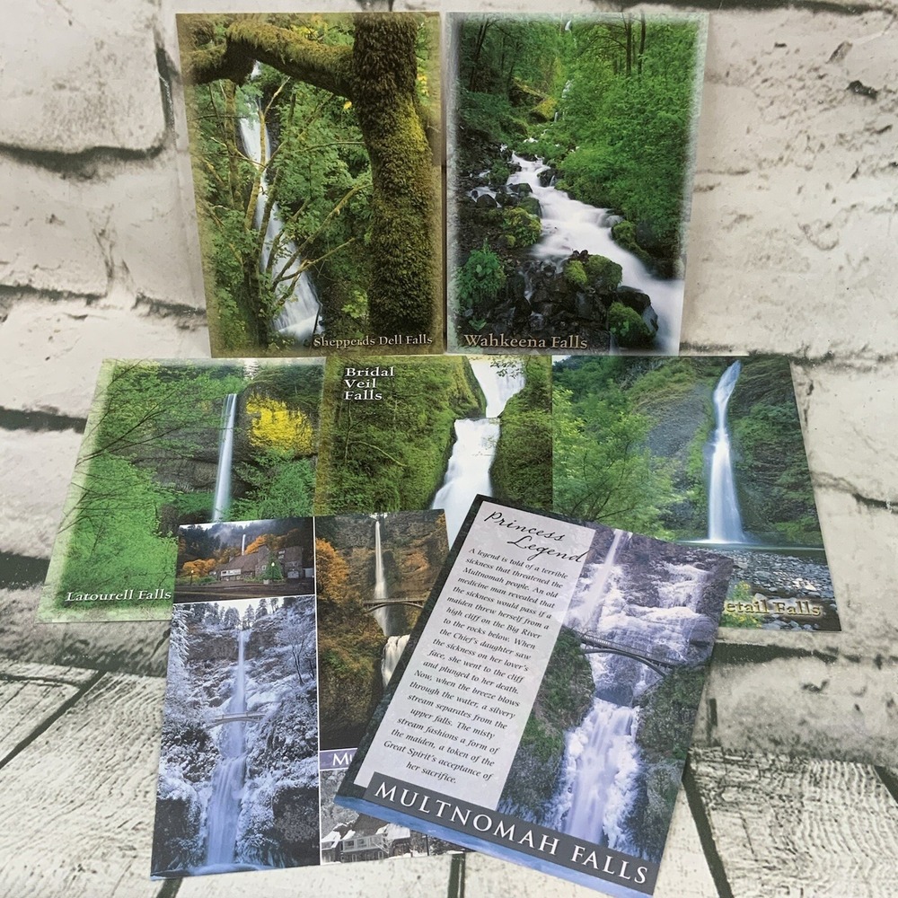Vintage Postcard Lot Of 7 Oregon Waterfalls The Gorge Multnomah Latourell Bridal